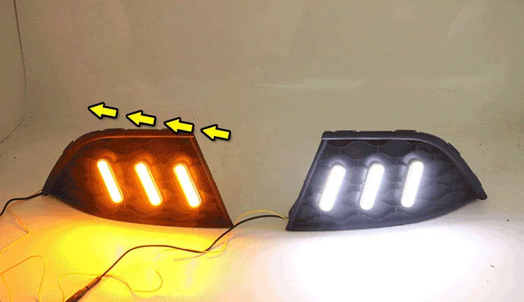 led drl daytime running light for MG GT 2014-2017 with Dynamic moving yellow turn signal and blue...