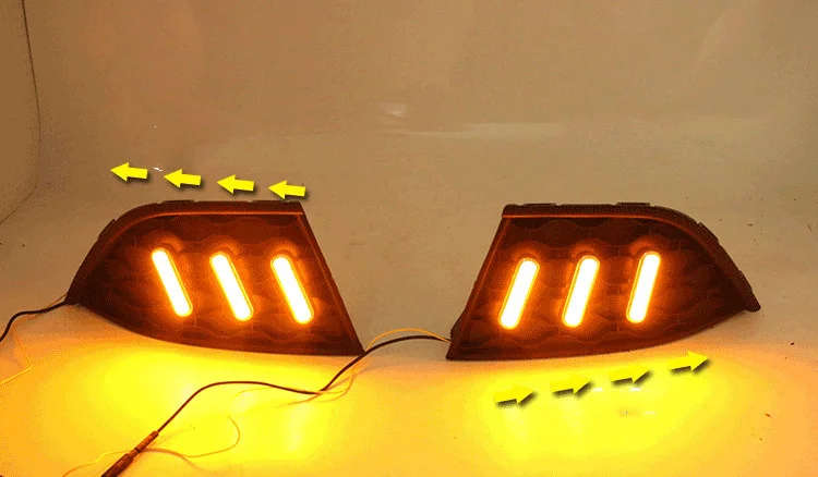 led drl daytime running light for MG GT 2014-2017 with Dynamic moving yellow turn signal and blue...