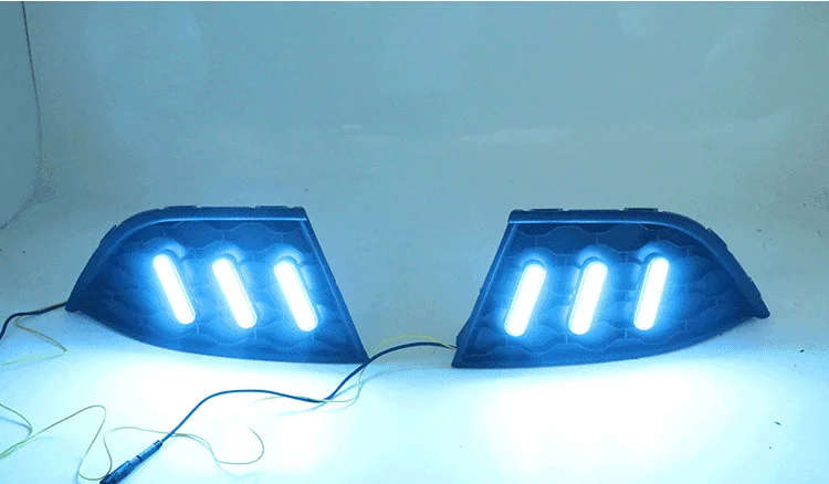 led drl daytime running light for MG GT 2014-2017 with Dynamic moving yellow turn signal and blue...