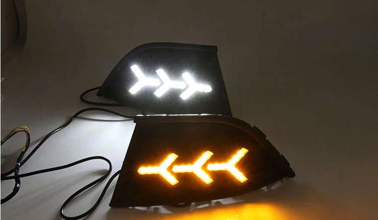 led drl daytime running light for MG GT 2014-2018 with Dynamic moving yellow turn signal and blue...