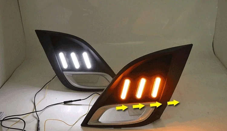 led drl daytime running light for Mazda 3 Axela 2010-2012 with Dynamic moving yellow turn signal ...