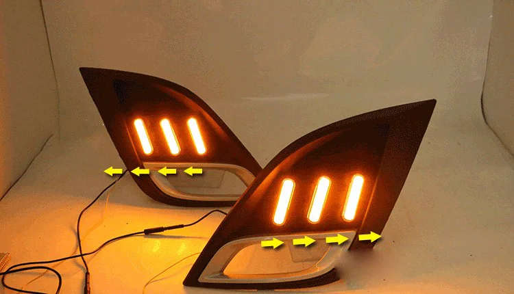 led drl daytime running light for Mazda 3 Axela 2010-2012 with Dynamic moving yellow turn signal ...