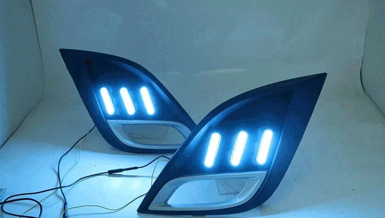 led drl daytime running light for Mazda 3 Axela 2010-2012 with Dynamic moving yellow turn signal ...