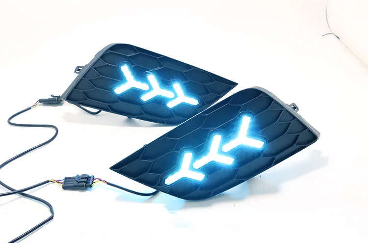 led drl daytime running light for Nissan Sylphy 2016-2018 with moving yellow turn signals and blu...