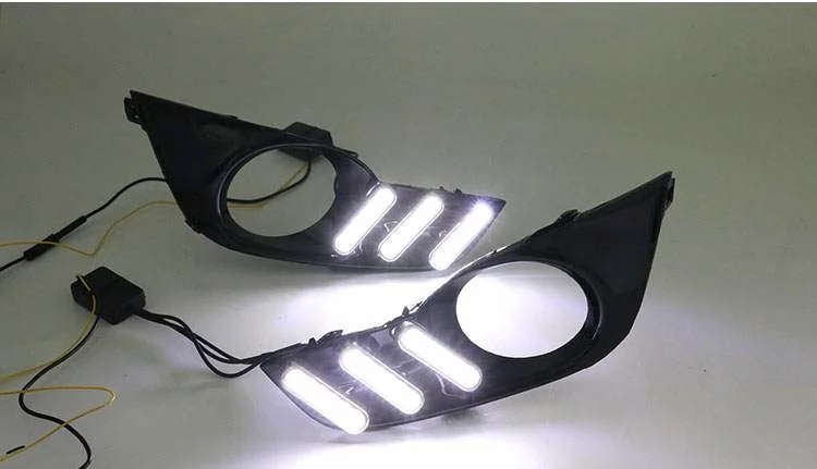 led drl daytime running light for Nissan Teana 2013-2015 with moving yellow turn signals and blue...