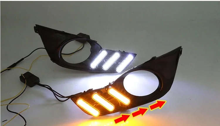 led drl daytime running light for Nissan Teana 2013-2015 with moving yellow turn signals and blue...