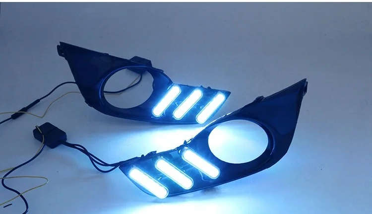 led drl daytime running light for Nissan Teana 2013-2015 with moving yellow turn signals and blue...