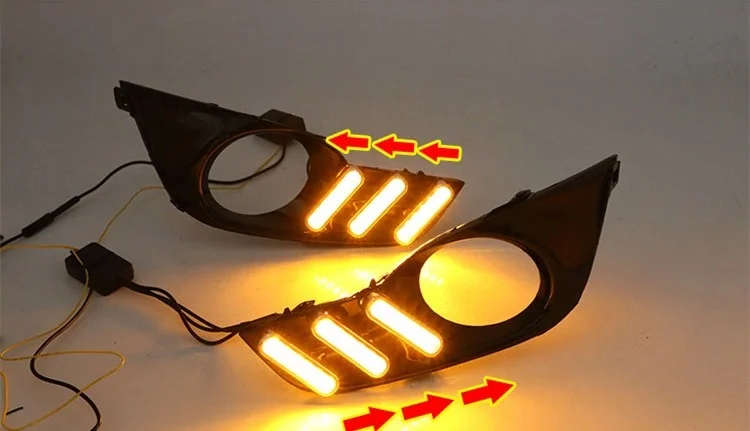 led drl daytime running light for Nissan Teana 2013-2015 with moving yellow turn signals and blue...