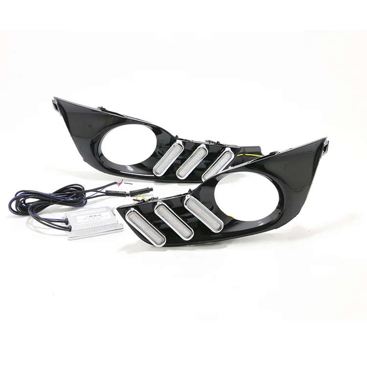 led drl daytime running light for Nissan Teana 2013-2015 with moving yellow turn signals and blue...