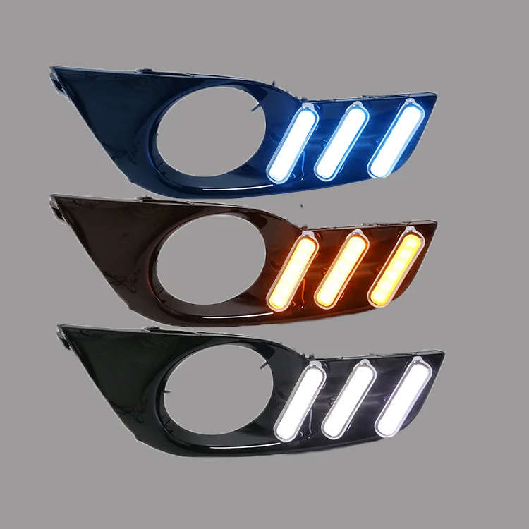 led drl daytime running light for Nissan Teana 2013-2015 with moving yellow turn signals and blue...