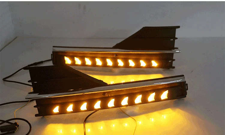 led drl daytime running light for Skoda Octavia 2018-2019 with Dynamic moving yellow turn signal ...