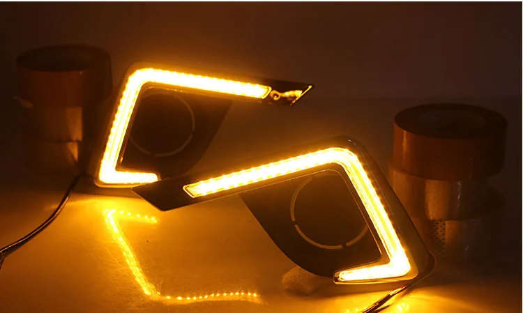 led drl daytime running light for Toyota Levin 2014-2016 with Dynamic moving yellow turn signal a...