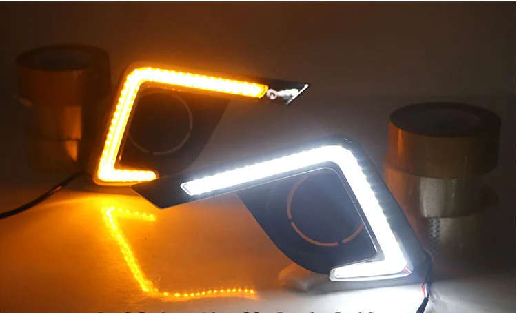 led drl daytime running light for Toyota Levin 2014-2016 with Dynamic moving yellow turn signal a...