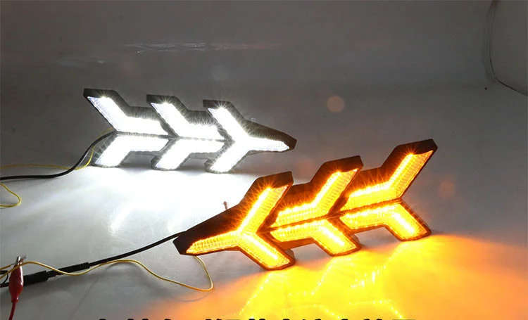 led drl daytime running light for Volkswagen Lavida 2015-2017 with Dynamic moving yellow turn sig...