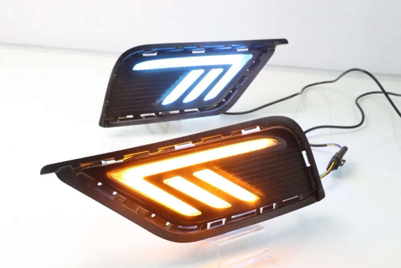 led drl daytime running light for Volkswagen Tharu 2018-2019 with Dynamic moving yellow turn sign...