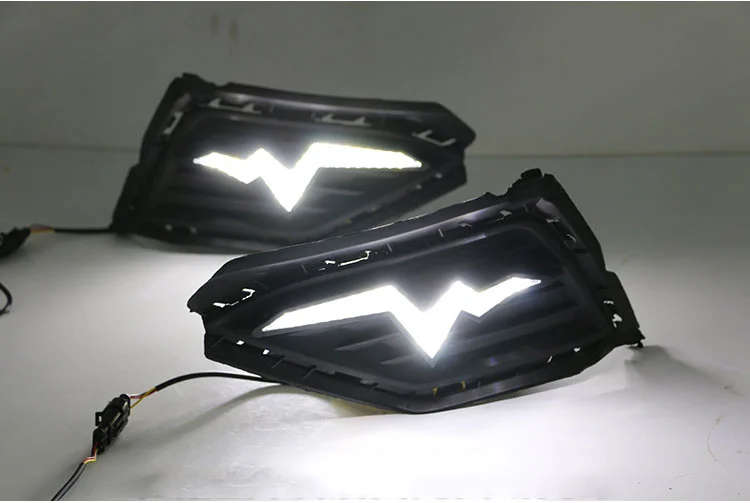 led drl daytime running light for Volkswagen with Dynamic moving yellow turn signal and blue nigh...