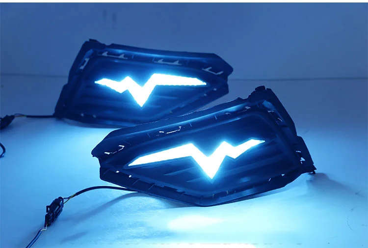 led drl daytime running light for Volkswagen with Dynamic moving yellow turn signal and blue nigh...