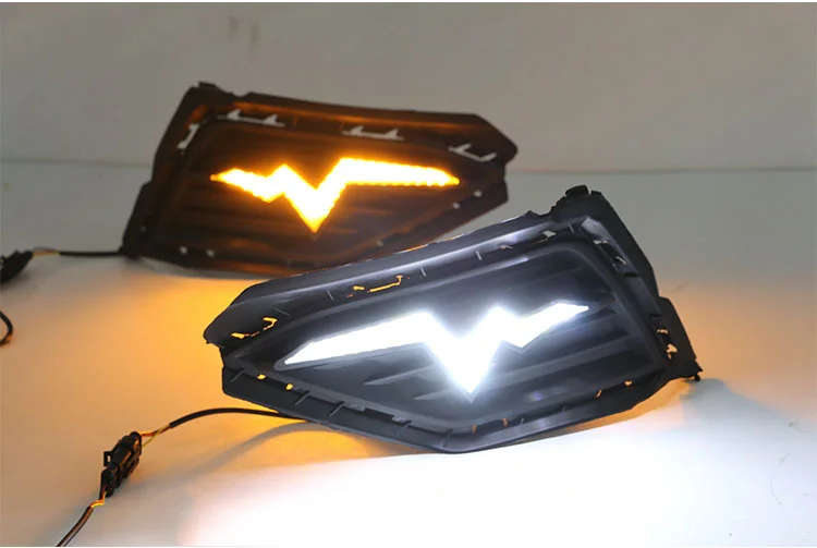led drl daytime running light for Volkswagen with Dynamic moving yellow turn signal and blue nigh...