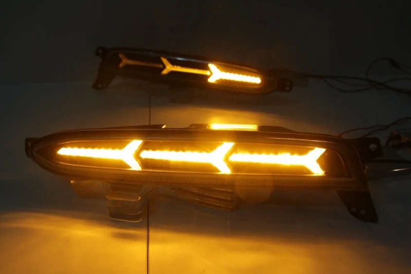 led drl daytime running light for honda  XR-V 2015-2017 with Dynamic moving yellow turn signal an...