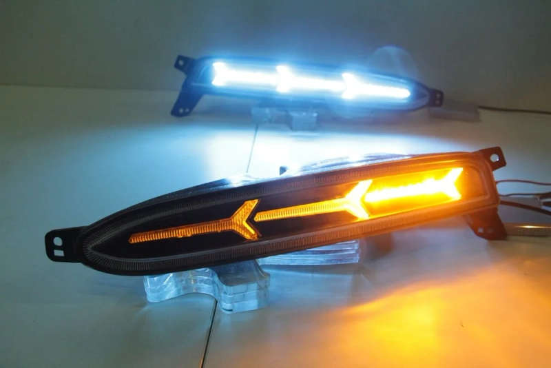 led drl daytime running light for honda  XR-V 2015-2017 with Dynamic moving yellow turn signal an...