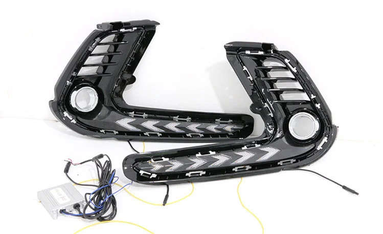 led drl daytime running light for hyundai elantra with Dynamic moving yellow turn signal and blue...
