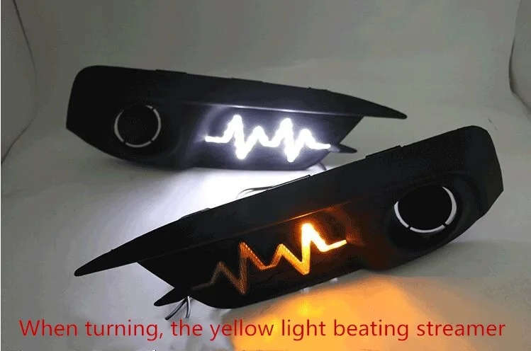 led drl daytime running light+rear light for honda civic 2016-2017 with Dynamic moving yellow tur...