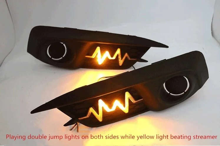 led drl daytime running light+rear light for honda civic 2016-2017 with Dynamic moving yellow tur...