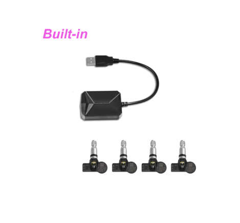 TPMS Tire Pressure Monitoring Alarm System Wireless Built-in External Wheel Tyre USB Sensors For ...