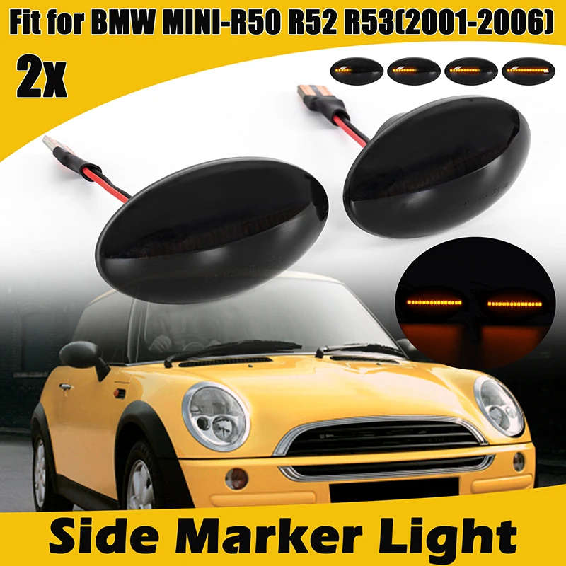 LED Side Marker Turn Signal Light Flowing Water Repeater Indicator Dynamic Blinker Fit For BMW MI...