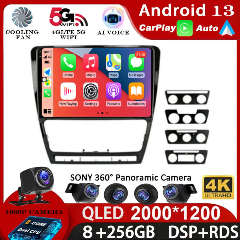 10.1" Android 13 4G+WIFI GPS 2din Car Radio Multimidia Video Player Navigation For SKODA Octavia ...