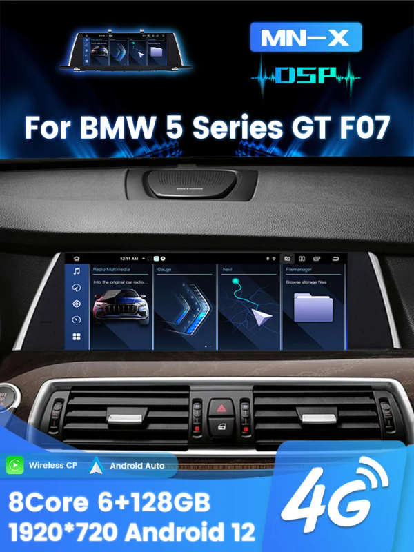 10.25" Android 13 for BMW 5 Series GT F07 2009-2016 CIC NBT System CarPlay Wireless Auto Stereo R...