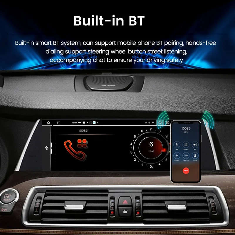 10.25" Android 13 for BMW 5 Series GT F07 2009-2016 CIC NBT System CarPlay Wireless Auto Stereo R...