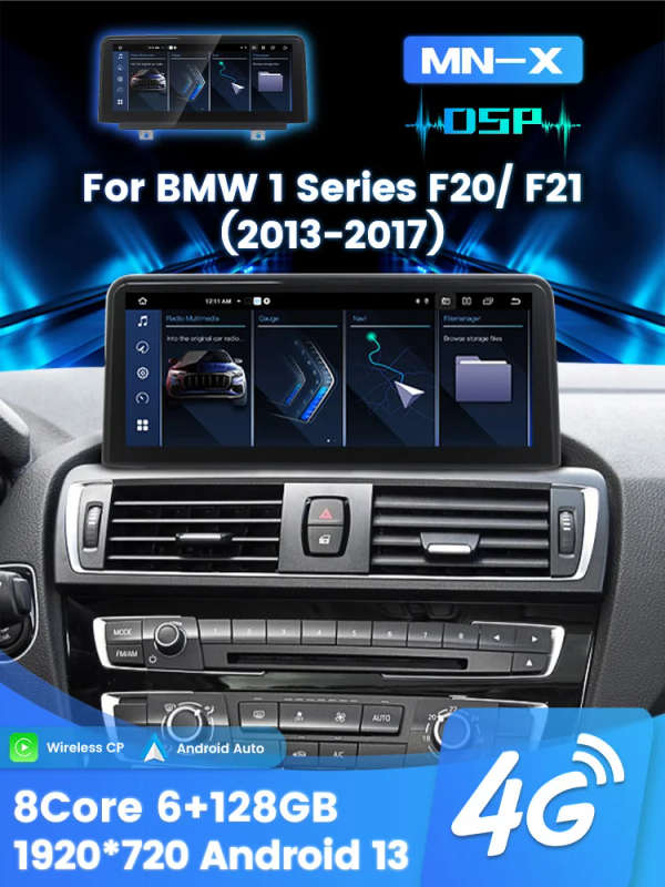 10.25" Android Wireless Carplay Multimedia Display Touch Screen for BMW 1/2/3/4 Series F20/F21/F2...