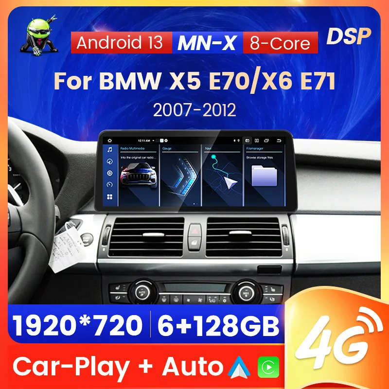 12.3Inch Wireless Carplay Car Radio Android for BMW X5 E70/X6 E71 CIC CCC System Display Screen M...