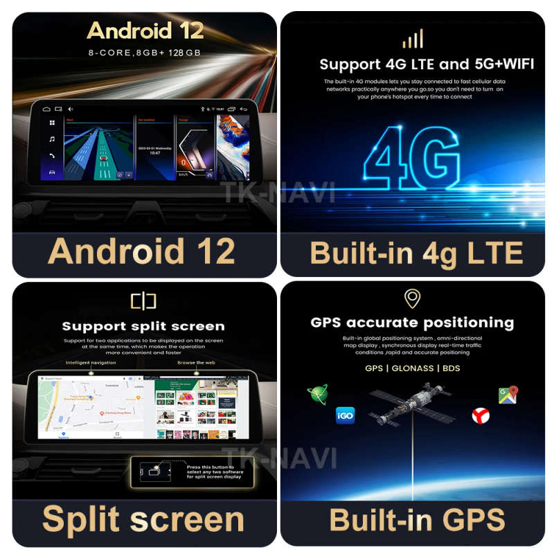 14.5" Android 13 Carplay Auto Car Multimedia QLED Display Screen For BMW E60 E61 E90  CIC CCC ID8...