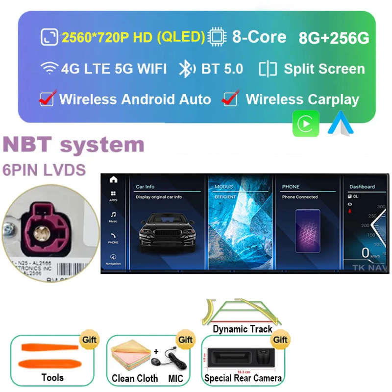 14.5" Android 13 Carplay Auto Car Multimedia QLED Display Screen For BMW E60 E61 E90  CIC CCC ID8...