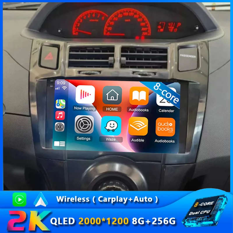 2 Din Car Radio Multimedia Player For Toyota Yaris 2005-2012 Android 14 4G GPS WIFI Navigation St...