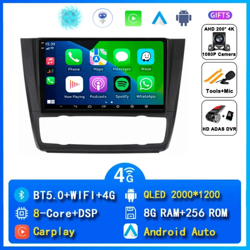 8G 128G Android 14 Car Radio Multimedia Player For BMW 1-Series 1 Series E88 E82 E81 E87 2004-201...