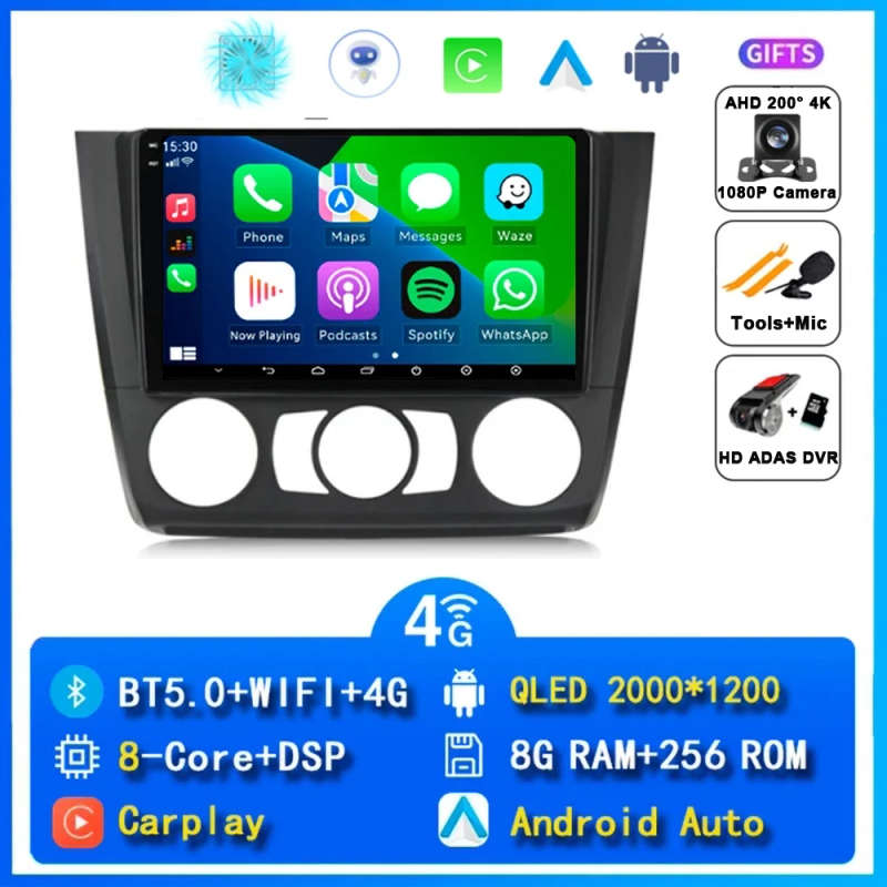 8G 128G Android 14 Car Radio Multimedia Player For BMW 1-Series 1 Series E88 E82 E81 E87 2004-201...