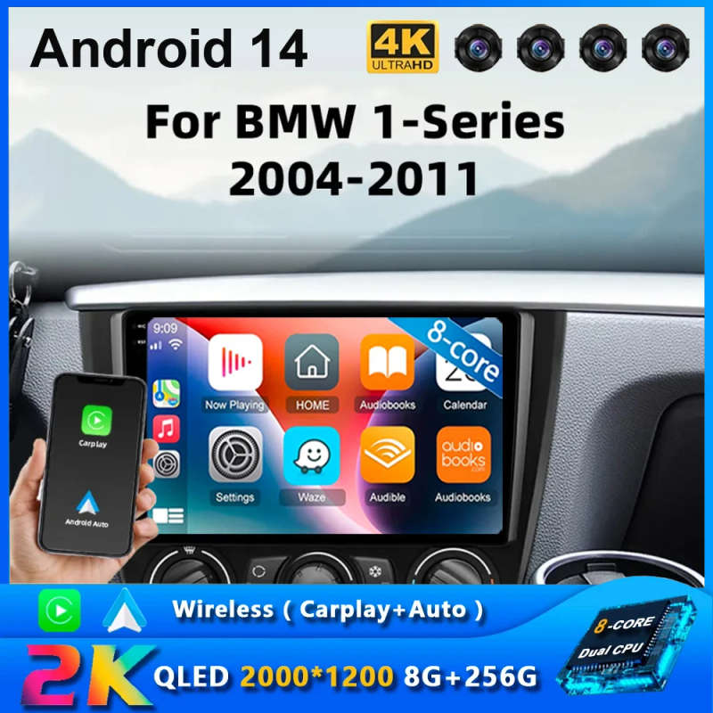8G 128G Android 14 Car Radio Multimedia Player For BMW 1-Series 1 Series E88 E82 E81 E87 2004-201...