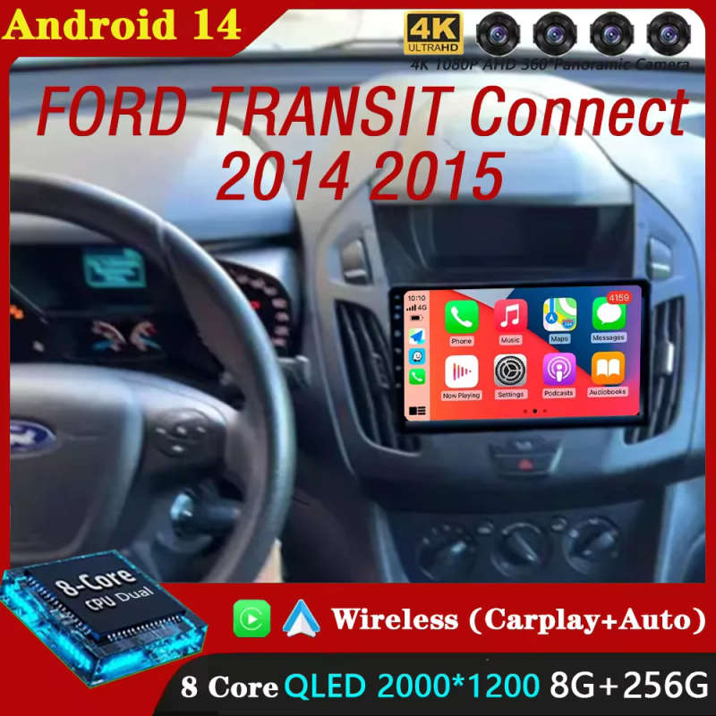 9 "Radio Android 14 Audio For FORD TRANSIT Connect 2014 2015 CarPlay WITSON multimidia Automotivo...