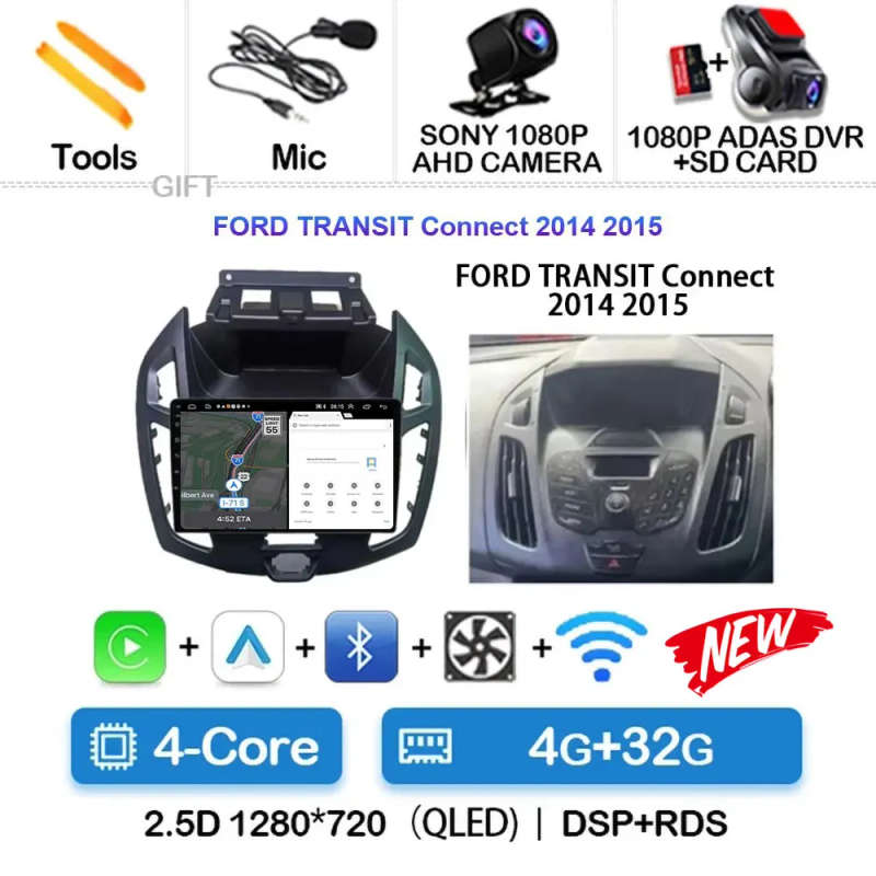 9 "Radio Android 14 Audio per FORD TRANSIT Connect 2014 2015 CarPlay WITSON multimidia Automotivo...