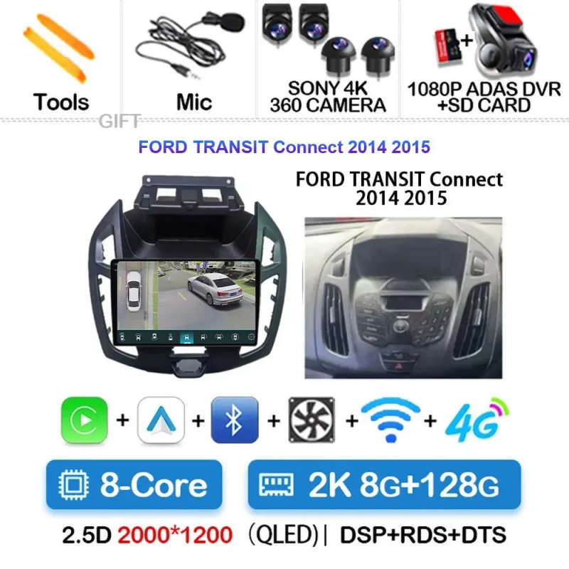 9 "Radio Android 14 Audio per FORD TRANSIT Connect 2014 2015 CarPlay WITSON multimidia Automotivo...