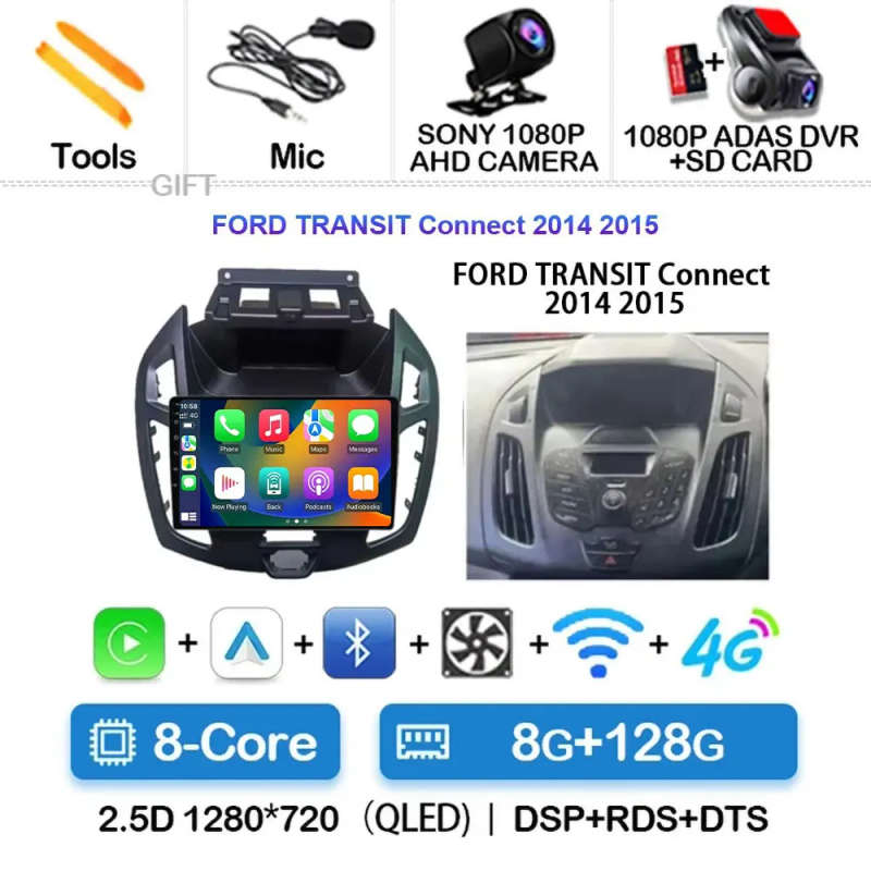 9 "Radio Android 14 Audio per FORD TRANSIT Connect 2014 2015 CarPlay WITSON multimidia Automotivo...