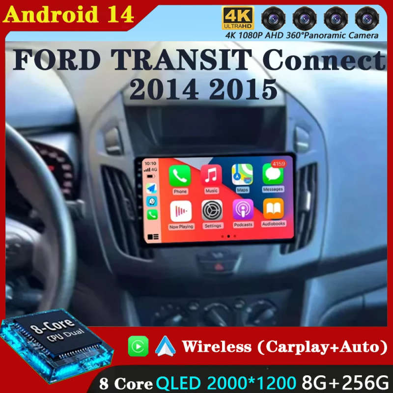 9 "Radio Android 14 Audio per FORD TRANSIT Connect 2014 2015 CarPlay WITSON multimidia Automotivo...