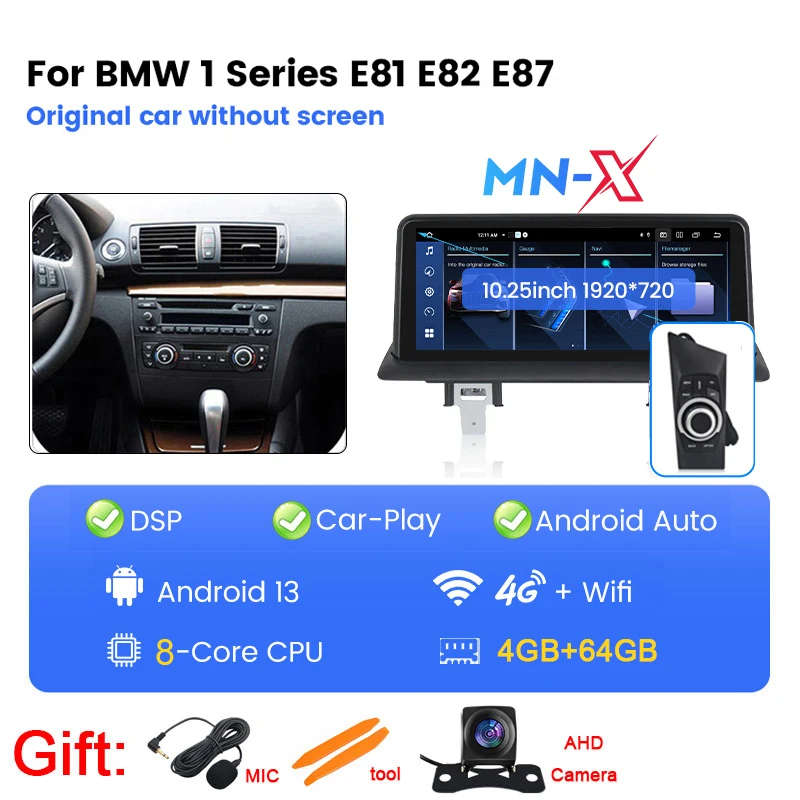 Android 13 10.25inch CarPlay Android Auto Stereo Car Radio Multimedia Player Screen for BMW 1 Ser...