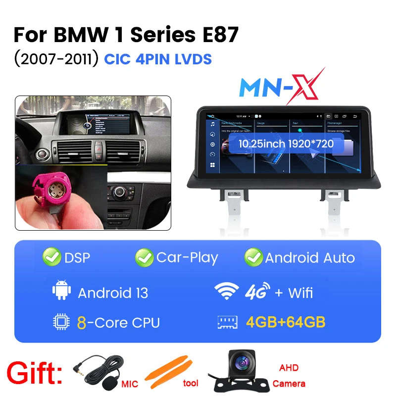 Android 13 10.25inch CarPlay Android Auto Stereo Car Radio Multimedia Player Screen for BMW 1 Ser...