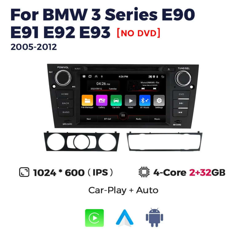 Android 13 Car-Play Auto BT Car Radio Multimedia Video Player GPS Navigation Stereo for BMW 3 Ser...