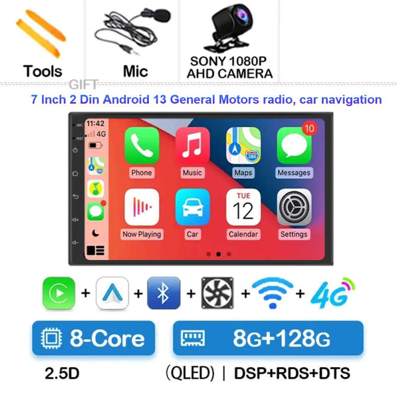 Android 13 Car Player 7 inch 2 Din Multimedia Wireless Carplay Auto Radio With WiFi 4G Bluetooth ...