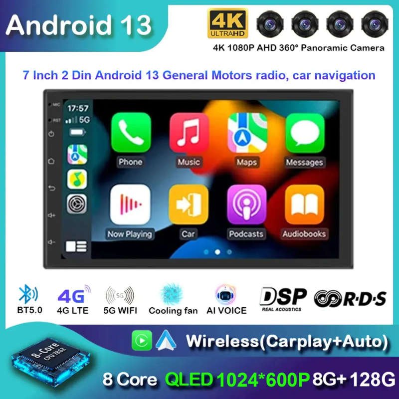 Android 13 Car Player 7 inch 2 Din Multimedia Wireless Carplay Auto Radio With WiFi 4G Bluetooth ...